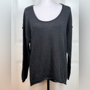 Aerie Oversized Slouchy Scoop Neck Sweater NWT Charcoal Gray High Low | Large